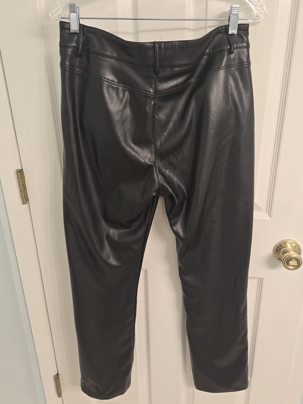 Women’s Black Faux Leather Front Seam Pants